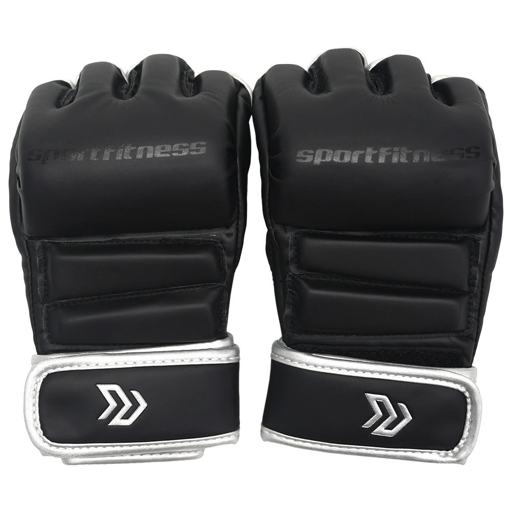Guantes MMA 30z Medio Dedo Negro Plata