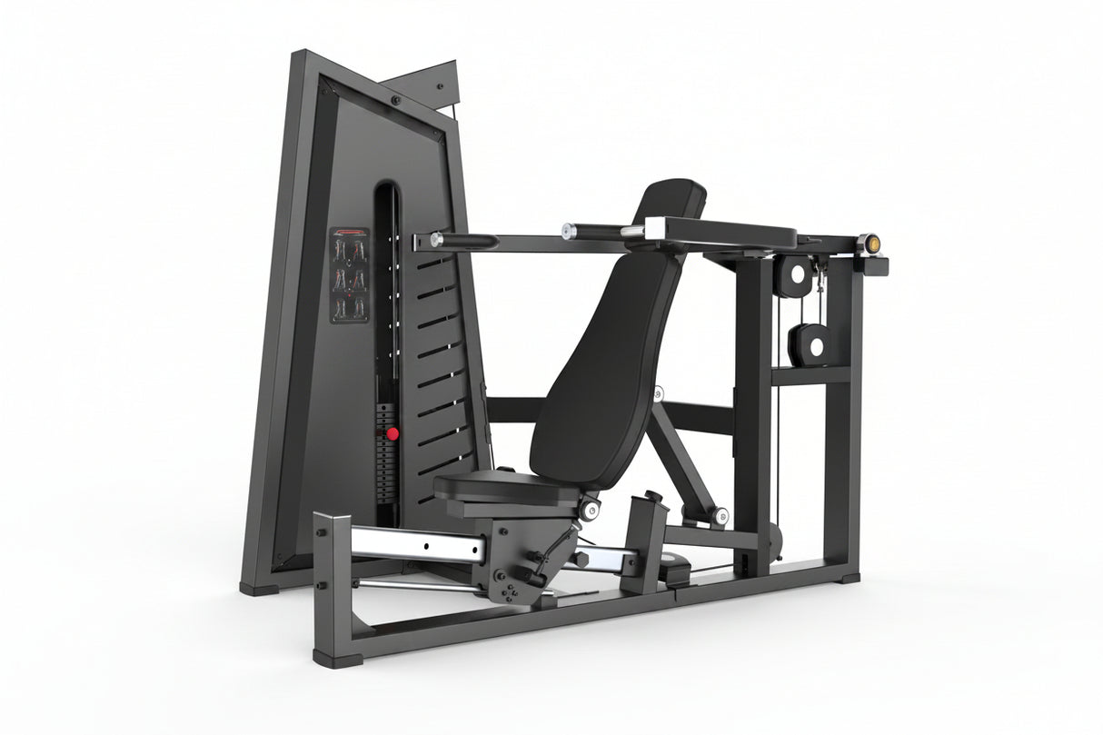 MOV-384 (JN3084) PRENSA DE PECHO Y HOMBRO DOBLE FUNCIÓN (CHEST / SHOULDER PRESS) SERIE CROSS X MOVIFIT (TORRE DE PESAS 80 KG)