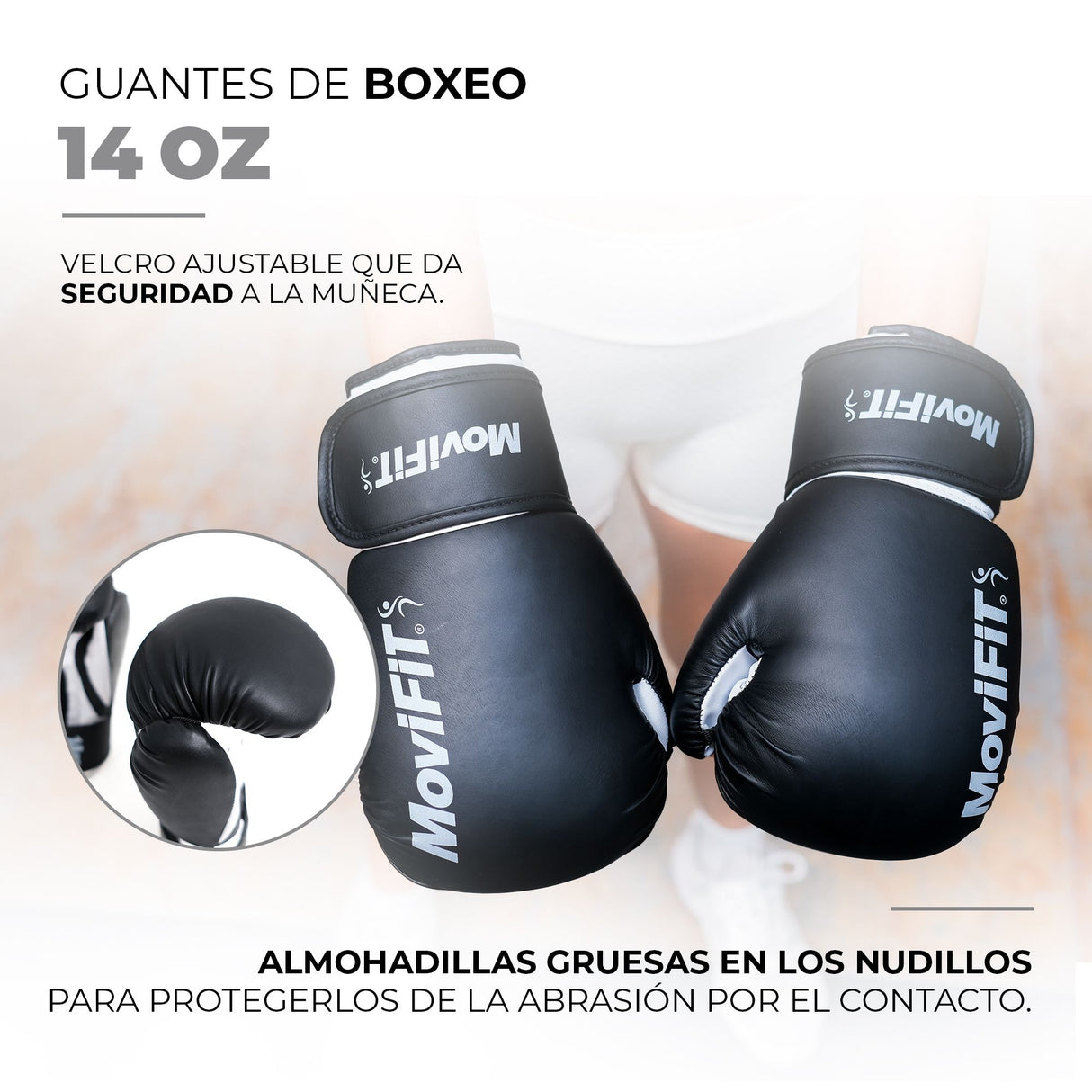 GUANTE DE BOXEO LIGA NEGRO-BLANCO 14OZ