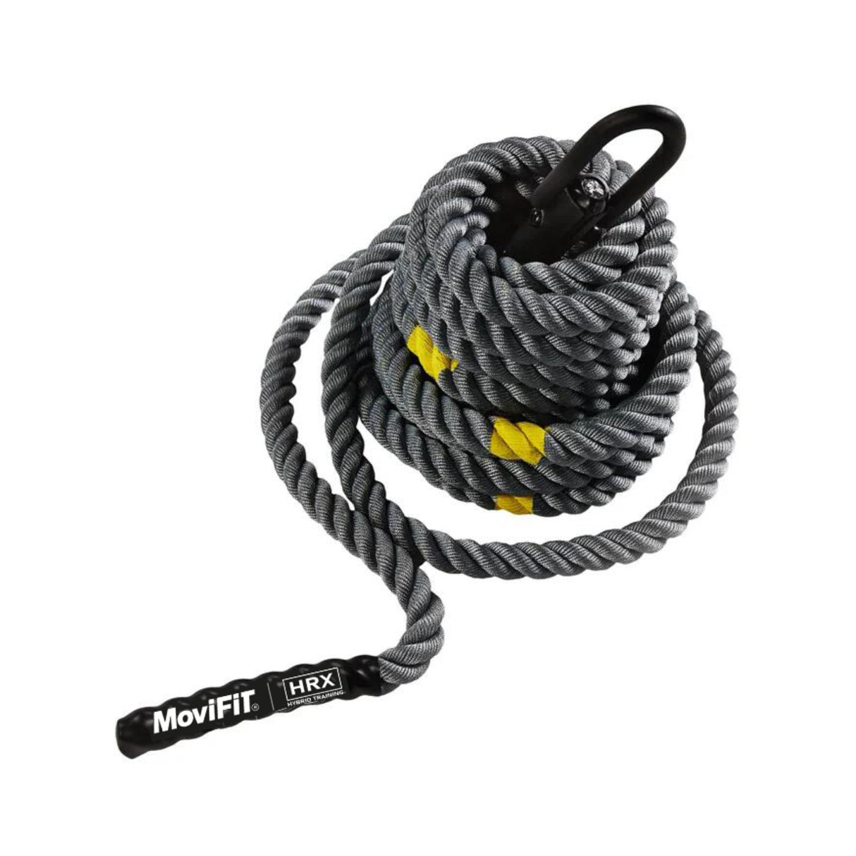 Cuerda de Potencia (Battle Rope) para Jalada de Trineo Color Gris Claro y Detalles Amarillos