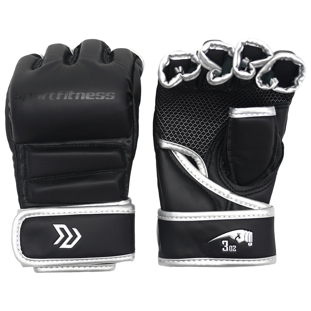 Guantes MMA 30z Medio Dedo Negro Plata