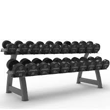 SET DE 10 PARES DE MANCUERNAS REDONDAS ENCAUCHETADAS + RACK PROFESIONAL