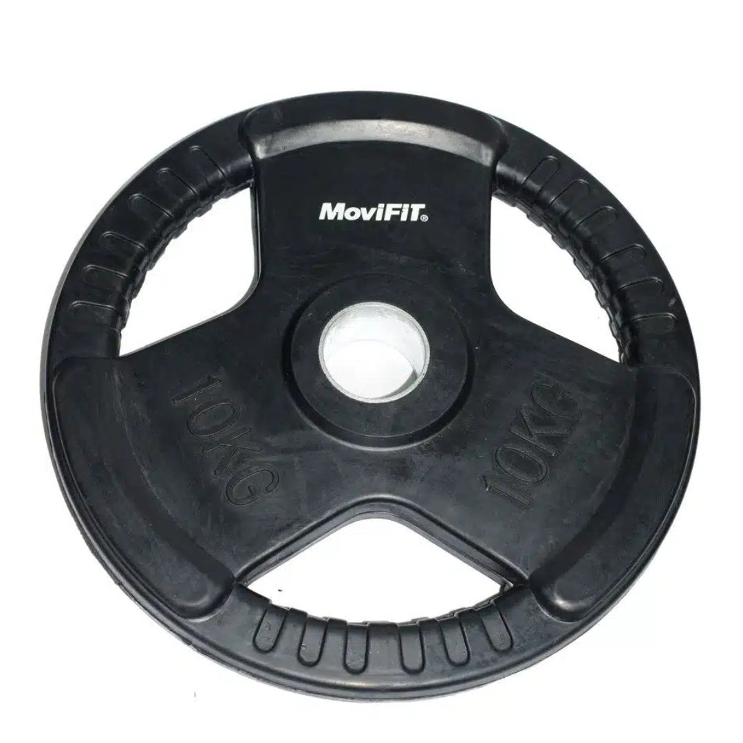 Disco olimpico 2" encauchetado negro, 3 agarres 5kg - 25Kg