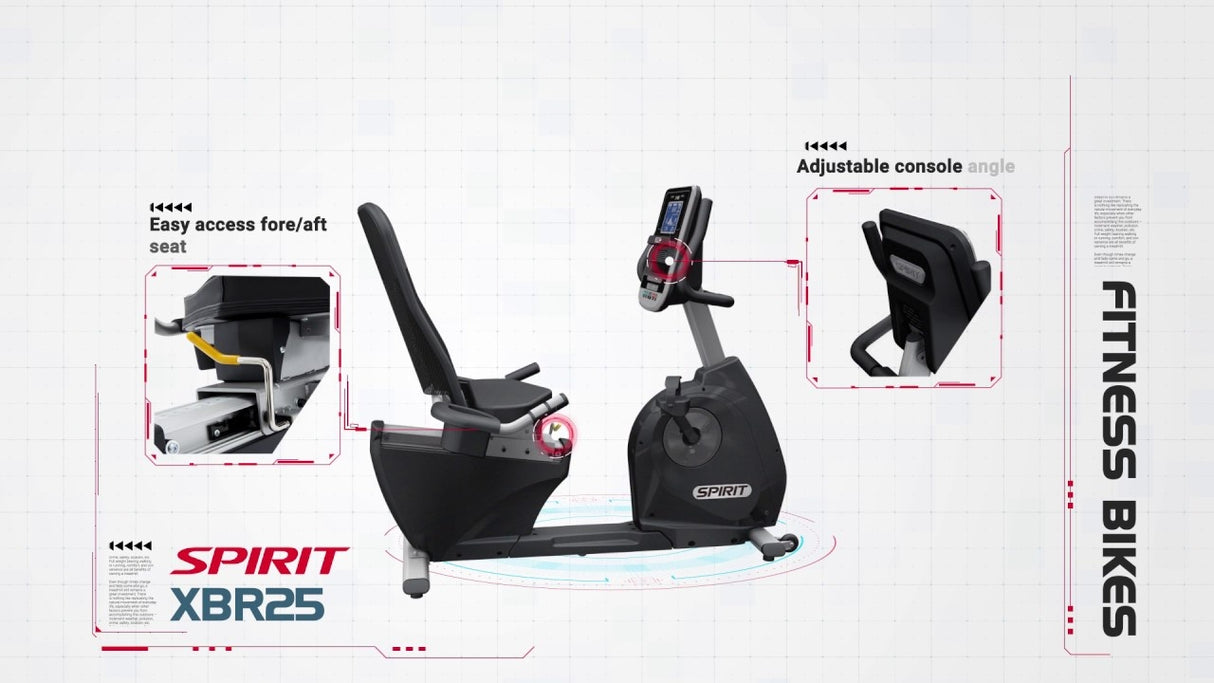 XBR25 BICICLETA RECUMBENT INSTITUCIONAL SPIRIT FITNESS