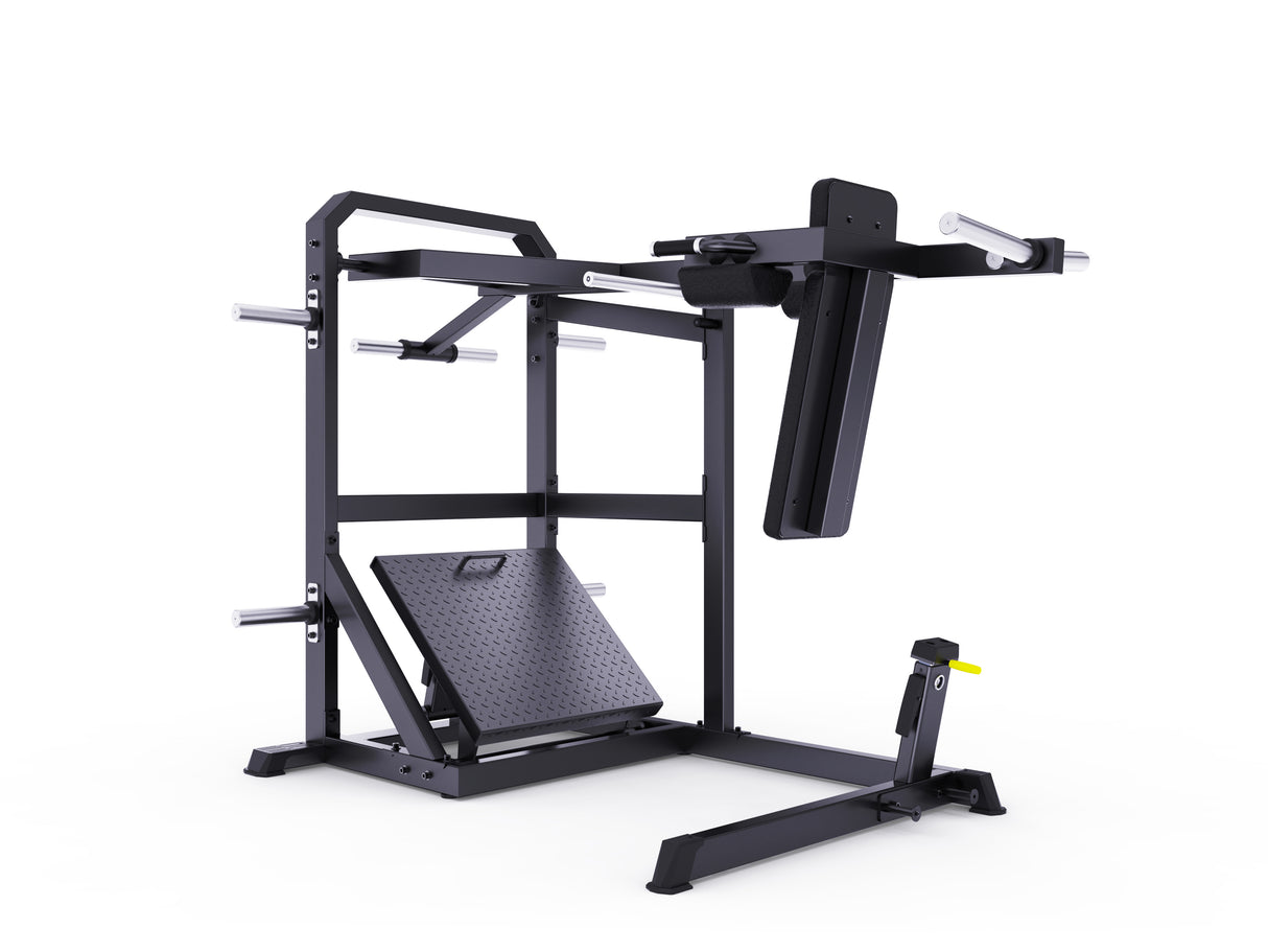 MOV-A610 (A610) SENTADILLA PÉNDULO (PENDULUM SQUAT) CARGA CON DISCOS MOVIFIT (COLOR NEGRO)