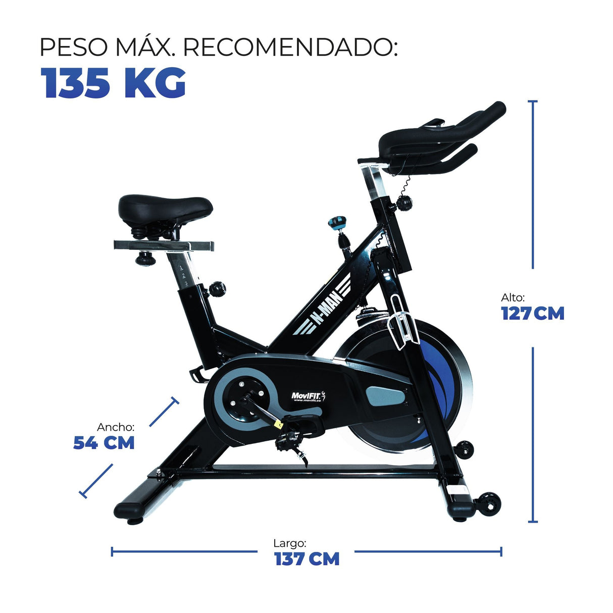MOVIFIT® N-MAN Bicicleta Semi-profesional Tipo Spinning- (Con Consola de Uso Institucional)