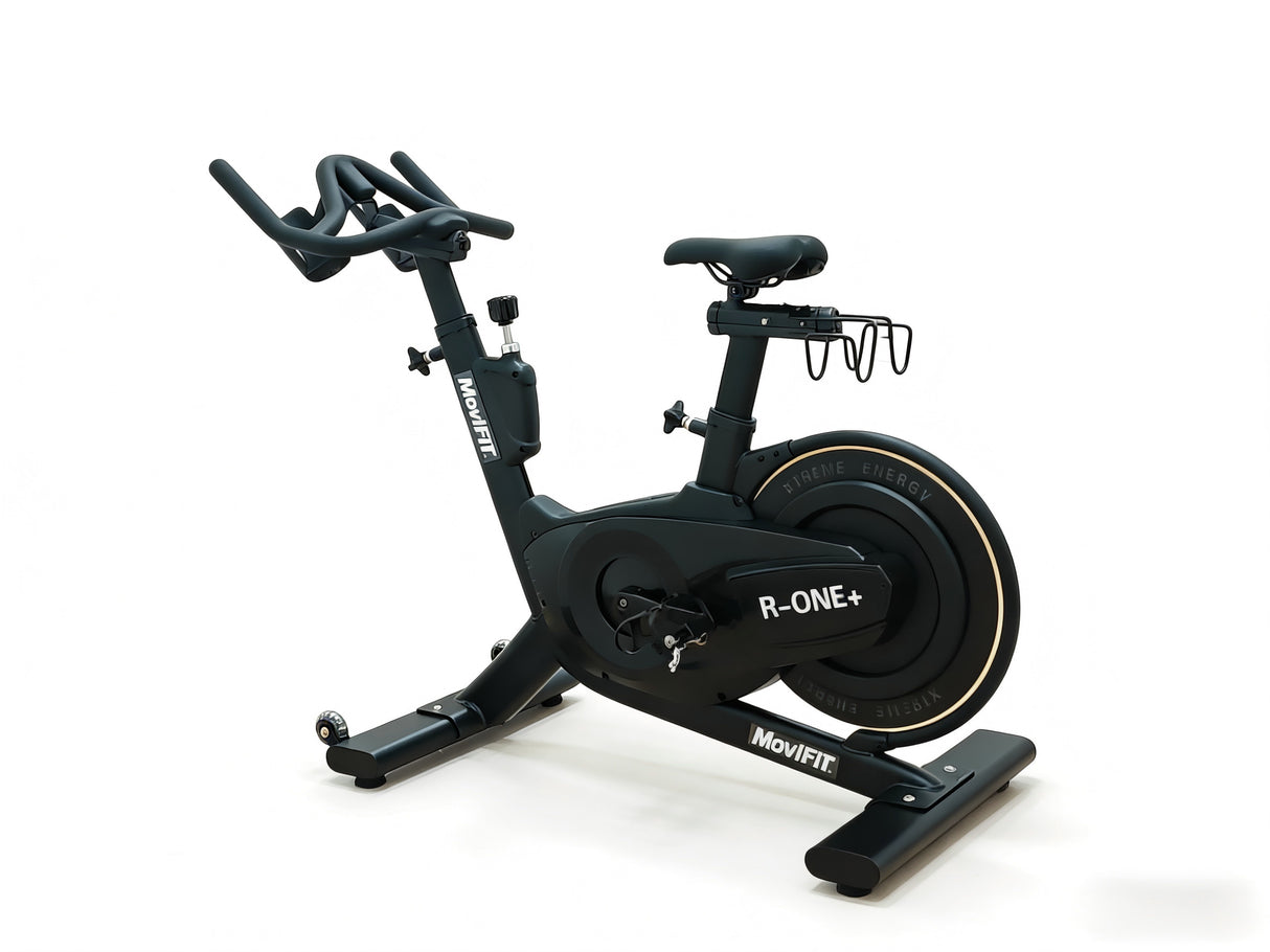 MOVIFIT® R-ONE+ Black Edition Premium Bicicleta Estática Tipo Spinning Profesional Sin Consola