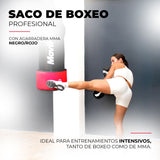 SACO DE BOXEO PROFESIONAL CON AGARRADERA MMA NEGRO/ROJO