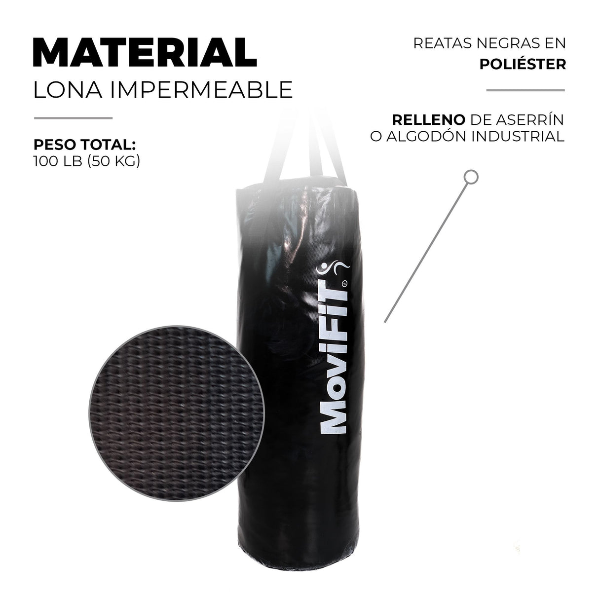 SACO DE BOXEO PROFESIONAL NEGRO