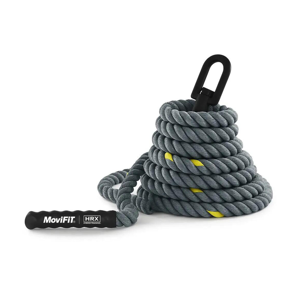 Cuerda de Potencia (Battle Rope) para Jalada de Trineo Color Gris Claro y Detalles Amarillos