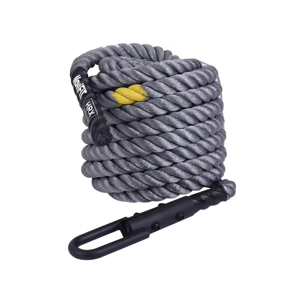 Cuerda de Potencia (Battle Rope) para Jalada de Trineo Color Gris Claro y Detalles Amarillos