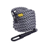 Cuerda de Potencia (Battle Rope) para Jalada de Trineo Color Gris Claro y Detalles Amarillos
