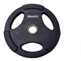 Disco olimpico 2" encauchetado negro, 3 agarres 5kg - 25Kg
