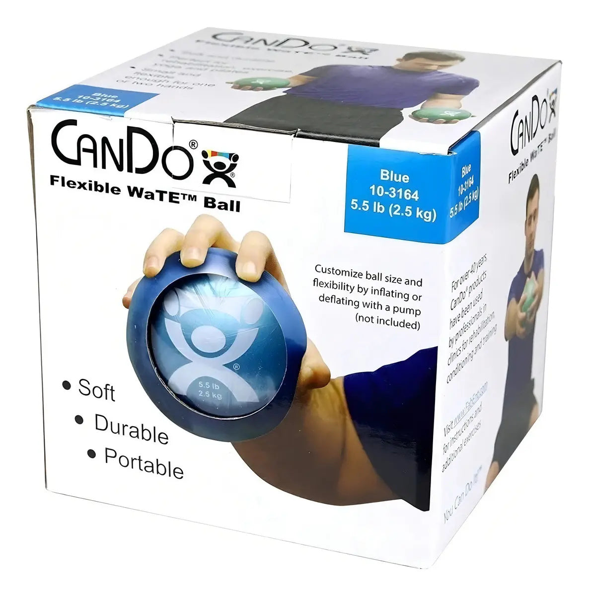 Pelota con peso incorporado 2.5kg, diámetro12,7cm, Azul, CanDo