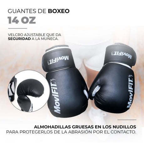 Guante de Boxeo Liga Negro Blanco 4 FabriFit Colombia Gimnasios Colombia
