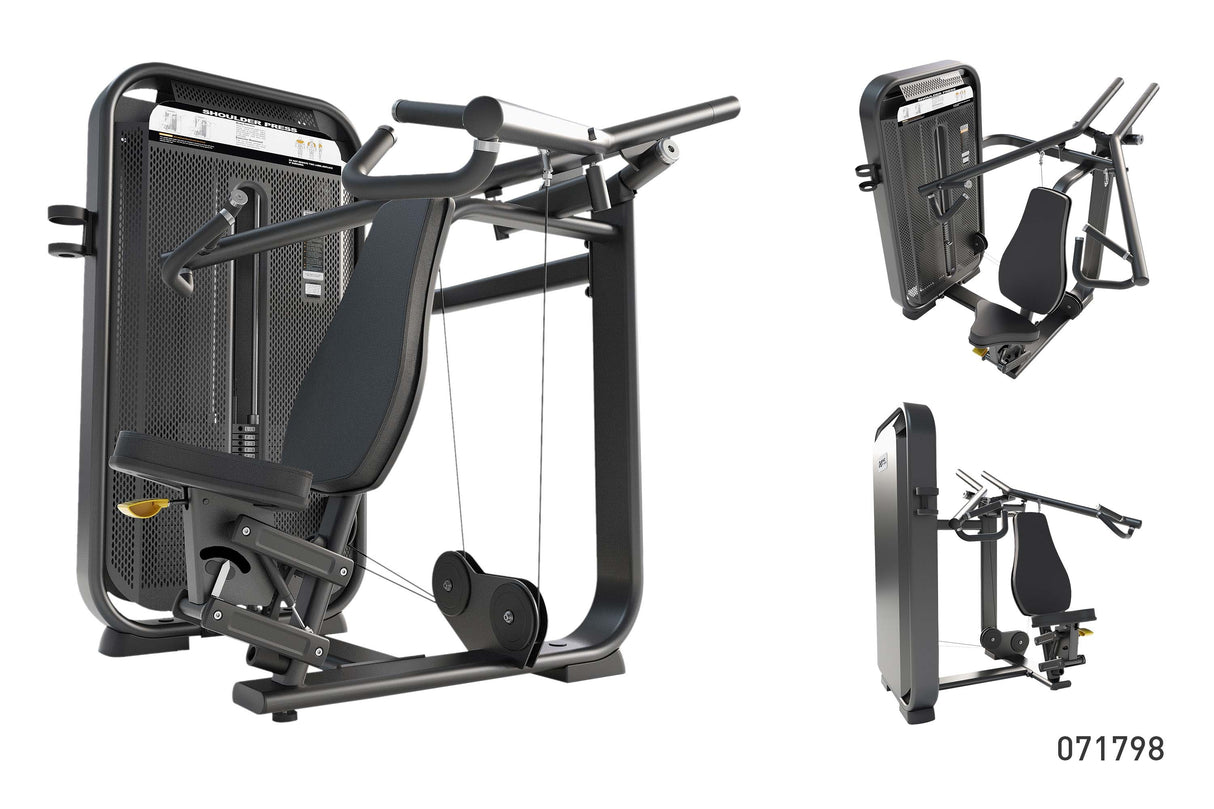 Maquina de Press de Hombros Sentado Profesional Shoulder Press Modelo E7006 E7006JZ 1 FabriFit Colombia Gimnasios Colombia
