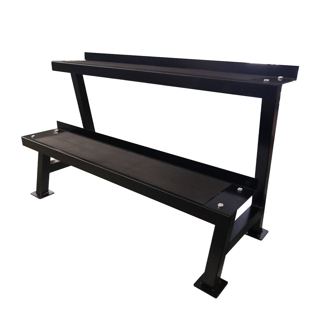 Rack para Mancuernas Rusas de 2 Niveles con Bandeja Plana Continua 3 FABRIFIT COLOMBIA GIMNASIOS COLOMBIA
