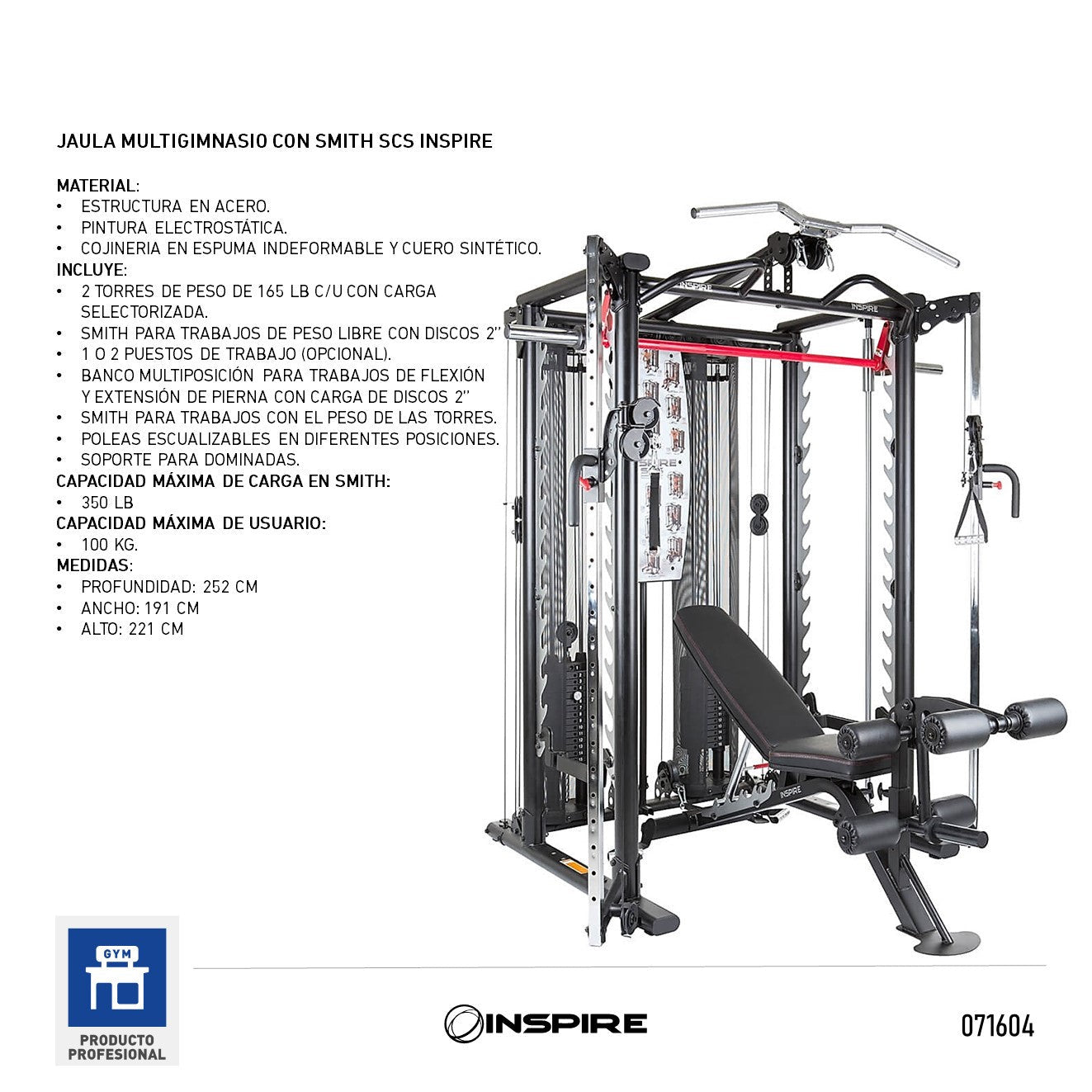 Sistema de Jaula SCS Smith Inspire 1 FabriFit Colombia Gimnasios Colombia
