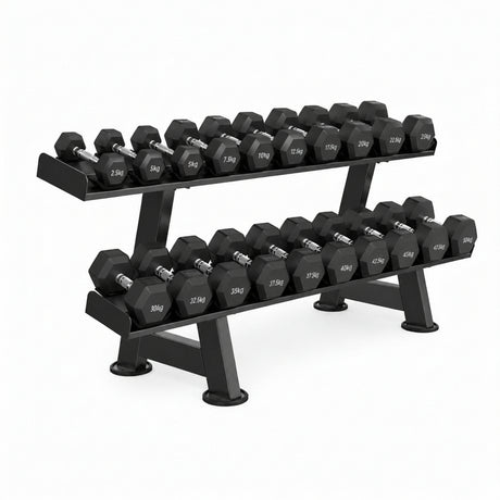 Soporte para Mancuernas de 2 Niveles Modelo E3077 Serie Evost II DHZ Fitness 1 FABRIFIT COLOMBIA GIMNASIOS COLOMBIA
