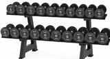 SET DE 10 PARES DE MANCUERNAS REDONDAS ENCAUCHETADAS + RACK PROFESIONAL