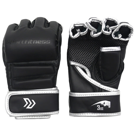 Guantes MMA 30z Medio Dedo Negro Plata