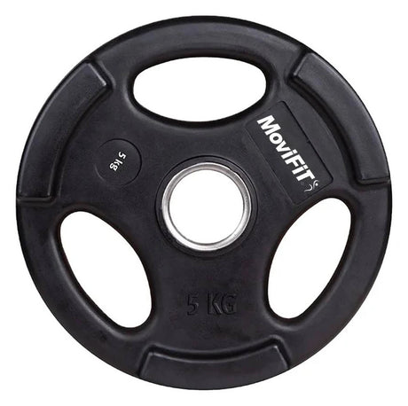 Disco olimpico 2" encauchetado negro, 3 agarres 5kg - 25Kg