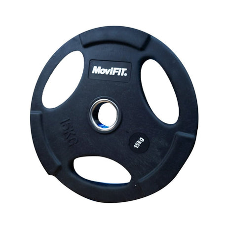 Disco olimpico 2" encauchetado negro, 3 agarres 5kg - 25Kg
